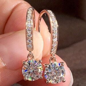 Elegant Rose Gold and Cubic Zirconia Drop Earrings